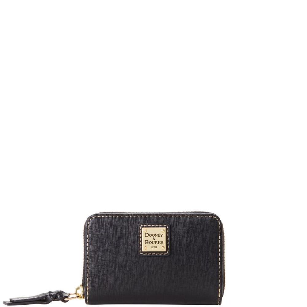 Dooney & Bourke Saffiano Large Zip Around Credit Card Case Wallet - Black